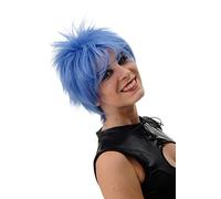 WIG ME UP- BLUE144-T4043 Peluca para mujeres pelo corto erizado mechones salvajes los años 80 wave punk color azul