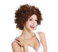 WIG ME UP- DH1101-ZA6A Peluca Mujer Carnaval Funky los 60 los 70 Funk Afro rizos Raya en Medio Color castaño