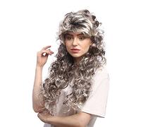 WIG ME UP- DH1562-P4TP613 Peluca Hombres Mujeres Carnaval Barroco Renacimiento Noble príncipe Rey marrón Gris Largos rizos 75 cm