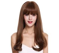 WIG ME UP- DL047-10/12 peluca de mujer pelo largo liso puntas onduladas flequillo castaño mix