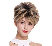 WIG ME UP- DW-2700 Peluca mujer corto muy voluminoso ondulado mezcla raices negro y rubio