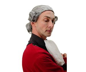 WIG ME UP- F2588-44 Peluca calidad hombre Barroco Renacimiento Mozart noble rey rizado rizos corto gris oscuro