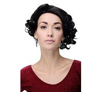 WIG ME UP- GFW1717-2 Peluca mujer Cosplay calidad corto años 20 Hollywood Diva Swing Jazz rizado negro raya mediio