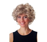 WIG ME UP- GFW963-18T22 Peluca mujer hombre corto salvaje rizado voluminoso mezcla marrón rubio