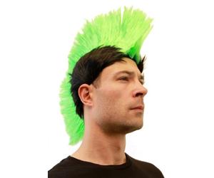 WIG ME UP- LM-420-P103/PC15B - Carnaval: Peluca Punk Verde, Mohawk, mohicano, IRO, Anarquía.