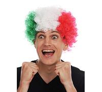 WIG ME UP- MMAM-15M Peluca Carnaval Afro hinchas del fútbol Copa Mundial Hungría México Verde Blanco Rojo