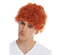 WIG ME UP- MMAM-9M-K9808 Peluca para Mujeres Hombres Carnaval Afro rizos Cortos densos Cabello Crespo Rojo