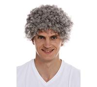 WIG ME UP- MMAS-9M-K686 Peluca para Mujeres Hombres Carnaval Afro rizos Cortos densos Cabello Crespo Gris