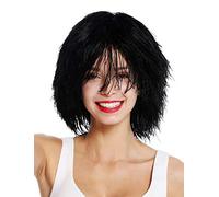 WIG ME UP- MMSLW-K01 Peluca de Mujer Hombre Carnaval despeinada despeluznada como Paja voluminosa Duende Payaso Color Negro