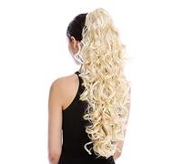 WIG ME UP- N1095-V-613 extensión de pelo coleta más larga y voluminosa rizada rubia platino 65 cm