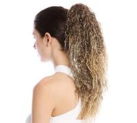 WIG ME UP- N609-V-8T124 extensión de pelo trenza coleta larga voluminosa rizada rizos crespos afro kinks colores castaño y rubio dorado mix 45 cm