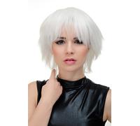 WIG ME UP- YZF-7067-1001 Peluca mujer hombre Cosplay calidad corto voluminoso salvaje blanco