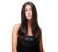 WIG ME UP- peluca de mujer wig mezcla de marrón muy oscuro y castaño caoba pelo largo liso raya en medio aprox. 60 cm SA-151-2T33
