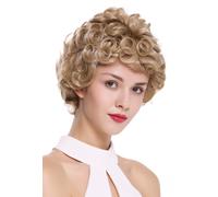WIG ME UP Peluca Mujer Monofilament Anudada a Mano Corto Rizado Rubia DW2308