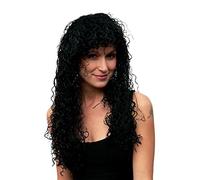 WIG ME UP - Peluca negra, larga, rizada, para fiestas (TH 37)