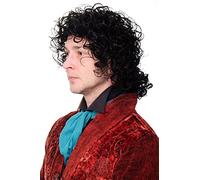 WIG ME UP- Peluca para mujeres hombres muy rizada coleta Barroco poeta juez músico cantante pop MJ-4-1B