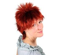 Peluca Para Dama Roja Corta Traviesa Estilo Vokuhila De Los 80 NEU 25cm