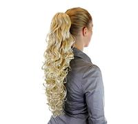 WIG ME UP- Postizo/cola/Cola de cabello, ondulado, mucho volumen, rizos, largo, rubio claro, rubio platino. 60 cms. N310-613