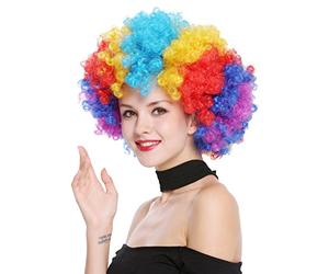 WIG ME UP- PW0011 Peluca Afro Gigantesca XXL Carnaval Halloween, Colores del Arco Iris, años 70 Hippie, Disco, Payaso bufón