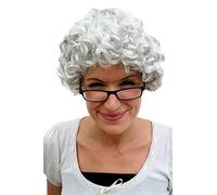 WIG ME UP- PW0035-K309 - Peluca Gris, rizos, Abuela, Abuelita, señora Mayor, anciana, señora Mayor