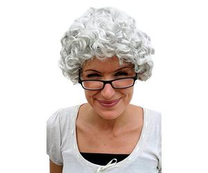 WIG ME UP- PW0035-K309 - Peluca Gris, rizos, Abuela, Abuelita, señora Mayor, anciana, señora Mayor