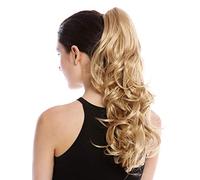 WIG ME UP- SP-31-A-V-24B extensión de pelo coleta larga ligeramente rizada rubia clara dorada 45 cm