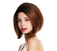 WIG ME UP- SS132-12/24B/30AR peluca de mujer Bob pelo corto liso teñido puntas onduladas raya en medio mechas castañas rojizas y rubias
