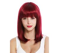 WIG ME UP- VK-1-118H99J peluca de mujer pelo corto al hombro Bob largo flequillo liso colores rojo y violeta mix