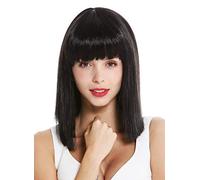 WIG ME UP- VK-10-2 peluca de mujer pelo corto liso al hombro Bob largo flequillo Cleopatra color negro