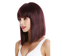 WIG ME UP- VK-10-99J peluca de mujer pelo corto liso al hombro Bob largo flequillo Cleopatra color rojo burdeos