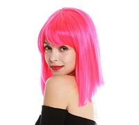 WIG ME UP- VK-10-TF2315 peluca de mujer pelo corto liso al hombro Bob largo flequillo Cleopatra color rosa claro