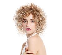 WIG ME UP- VK-11-27T613 peluca de mujer pelo teñido corto voluminoso rizado rizos salvajes color rubio mechas highlights platinos