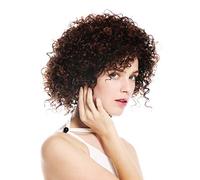 WIG ME UP- VK-11-2T30 peluca de mujer pelo corto voluminoso rizado teñido rizos salvajes castaño marrón mix mechas