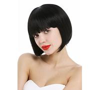 WIG ME UP - VK-4-1B Peluca para mujeres corta bob clásico flequillo recto liso color negro