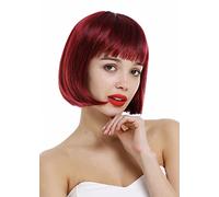 WIG ME UP - VK-4-872-888 Peluca para mujeres corta bob clásico flequillo recto liso color rojo granate teñido