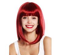 WIG ME UP- VK-49-139 peluca de mujer pelo liso al hombro Bob largo flequillo color rojo granate