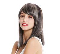 WIG ME UP- VK-5-1BHT2312-27T613 peluca de mujer pelo liso al hombro flequillo largo raya mechas highlights colores negro rosa y rubio platino