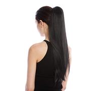 WIG ME UP- YZF-1094S-1B Extensión de pelo coleta peineta y banda pelo 63 cm de largo liso color negro
