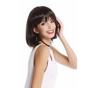 WIG ME UP- YZF-4362-4/8 Peluca mujer Bob largo pelo liso corto flequillo mezclado moreno-marrón