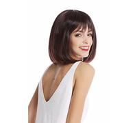 WIG ME UP- YZF-4366-2/33 Peluca mujer pelo liso largo mediano peinado Longbob raya de medio color mezclado marrón-mahagoni
