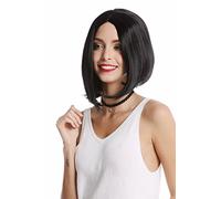 WIG ME UP- YZF-4370-1 Peluca mujer corta mediana larga lisa Longbob raya de medio color negro-negro oscuro