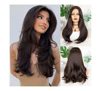 Wig, Peluca Peluca De Fibra Química De Encaje Frontal for Mujeres Europeas Y Americanas Color Flequillo De Ocho Caracteres Cabello Largo Y Rizado De Longitud Media,Human hair wig