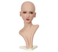 Wig Stand Maniquí de cabeza de silicona realista, modelo de cabeza femenina falsa for exhibición de pelucas, bufandas, collares, gafas, accesorios. Wig Display Holder