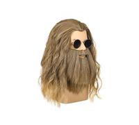 Wig with Beard Mens Long Curly Ash Blonde Wig Halloween Costume Wigs