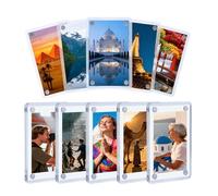 Wigearss 10 Piezas de Marcos de Fotos Acrílicos, Marco de Fotos Acrílico Transparente de Doble Cara, Sin Marco para Refrigerador, Bloque Magnético para Nevera, 9 x 6 cm