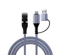 Wigearss 2 en 1 Cable Tipo C/USB 3.0 a RJ45 Ethernet CAT 6, Cable LAN Ethernet a USB 3.0/Tipo C, Conexión Directa Gigabit, Compatible con Laptop, MacBooks, PC de Escritorio, 2 M