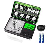 Wigearss Báscula Digital de Alta Precisión 50g/0.001g, Balanza de Miligramos con Pantalla LCD Retroiluminada y Peso de Calibración Incluido, Báscula Digital para Joyería, Oro, Polvos - Negro