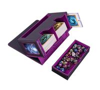 Wigearss Caja de Cartas MTG, Caja para Coleccionables con Separadores y Bandejas para Dados, Cierre Magnético de PU para Más de 300 Tarjetas - Morad Negro