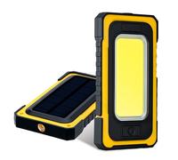 Wigearss Lámpara LED Solar Recargable, Linterna de Mano con Base Magnética y Gancho, Luz de Trabajo Portátil Recargable, Linterna COB para Reparación, Garaje y Camping