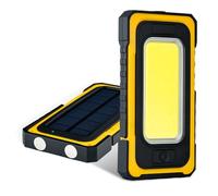 Wigearss Lámpara LED Solar Recargable, Linterna de Mano con Base Magnética y Gancho, Luz de Trabajo Portátil Recargable, Linterna COB para Reparación, Garaje y Camping